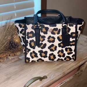 Leopard Coach Handbag Crosby Carryall Ocelot Print